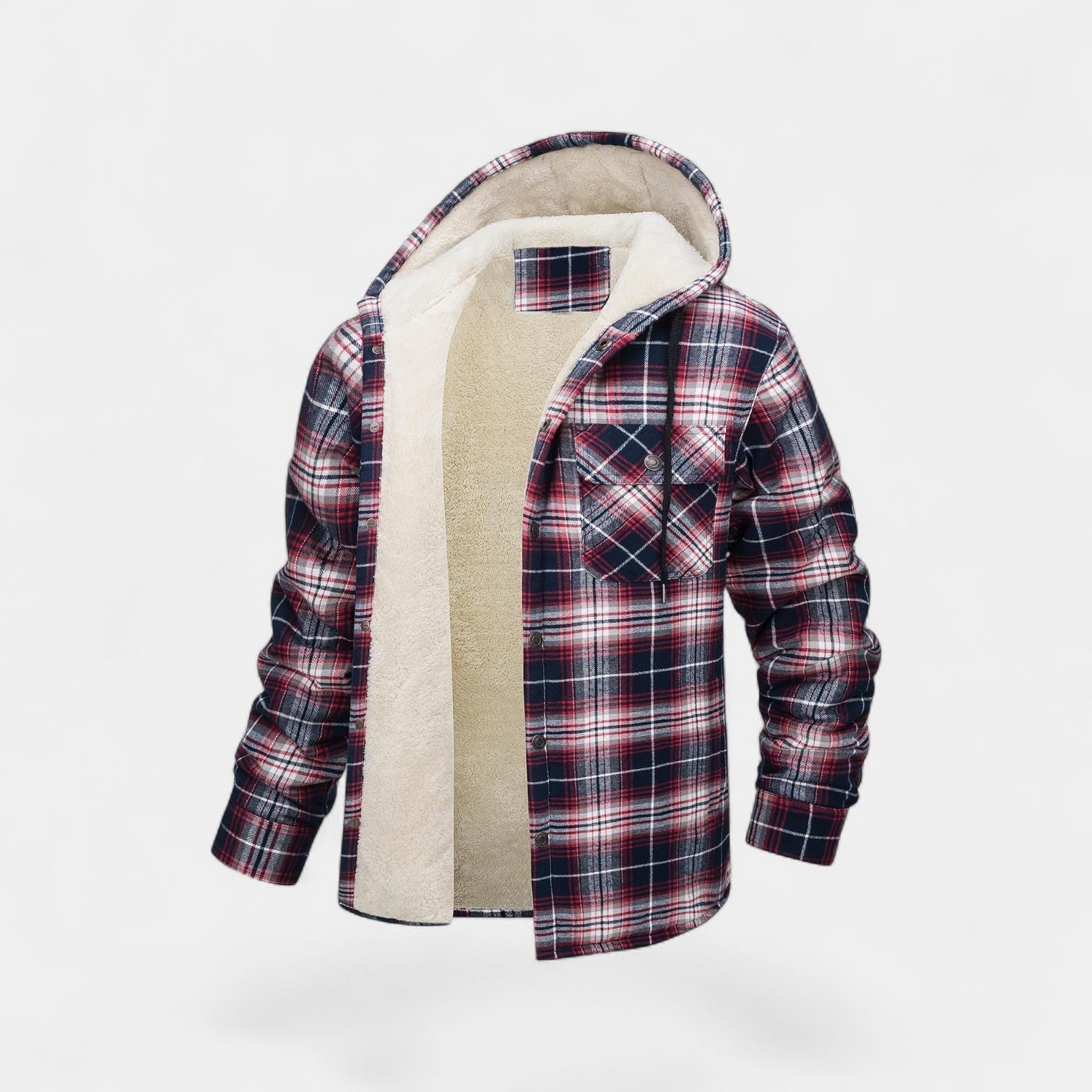 Manteau bûcheron homme doublé polaire – plaid à capuche classique moderne