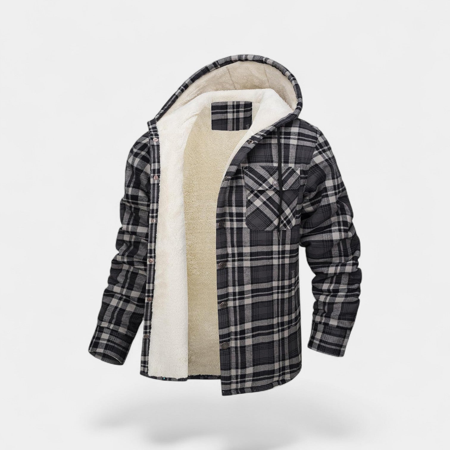 Manteau bûcheron homme doublé polaire – plaid à capuche classique moderne