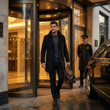 Manteau trench mi-long homme en coton mélangé