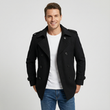 Manteau trench mi-long homme en coton mélangé