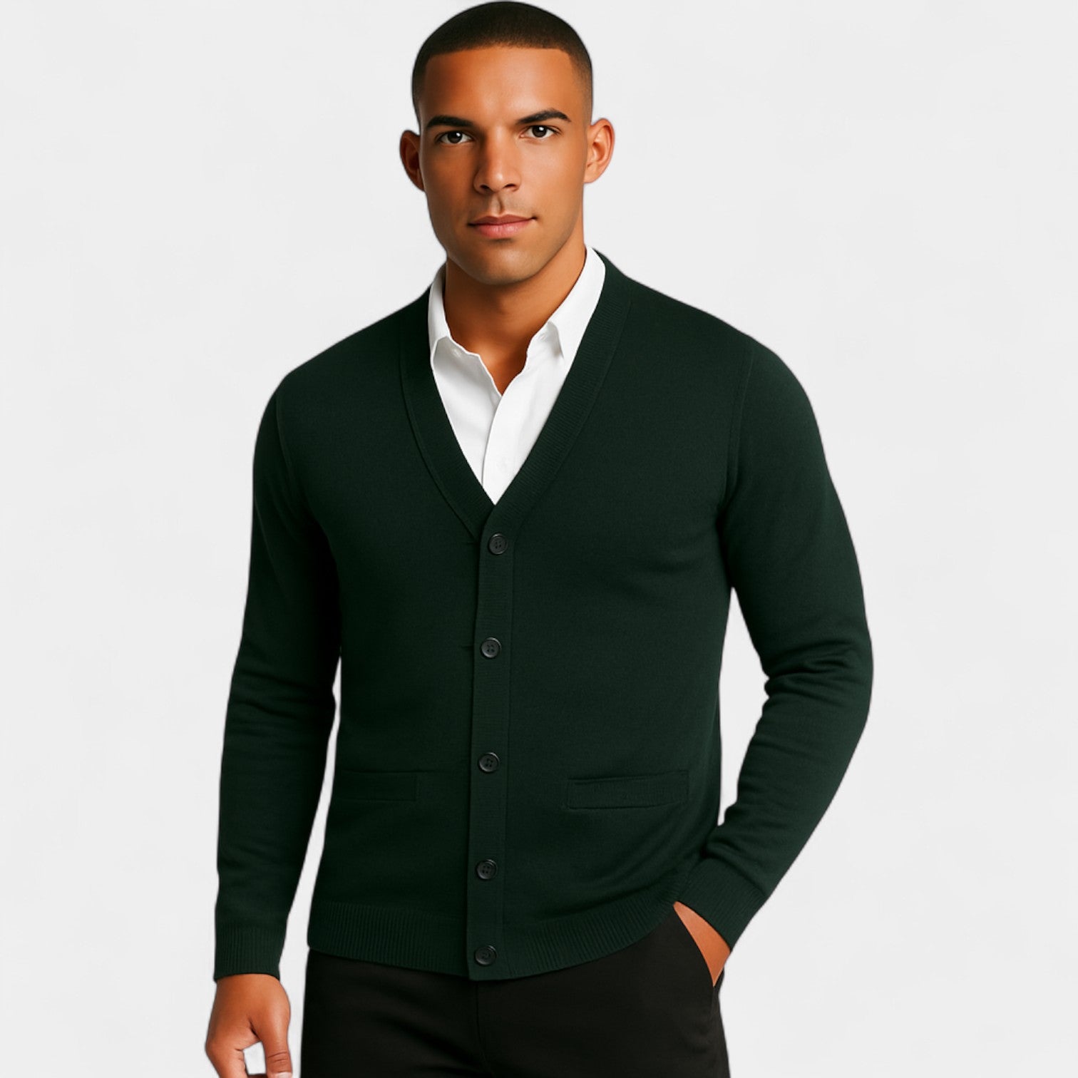 Cardigan Slim Fit en Coton pour Homme – Design Boutonné Minimaliste