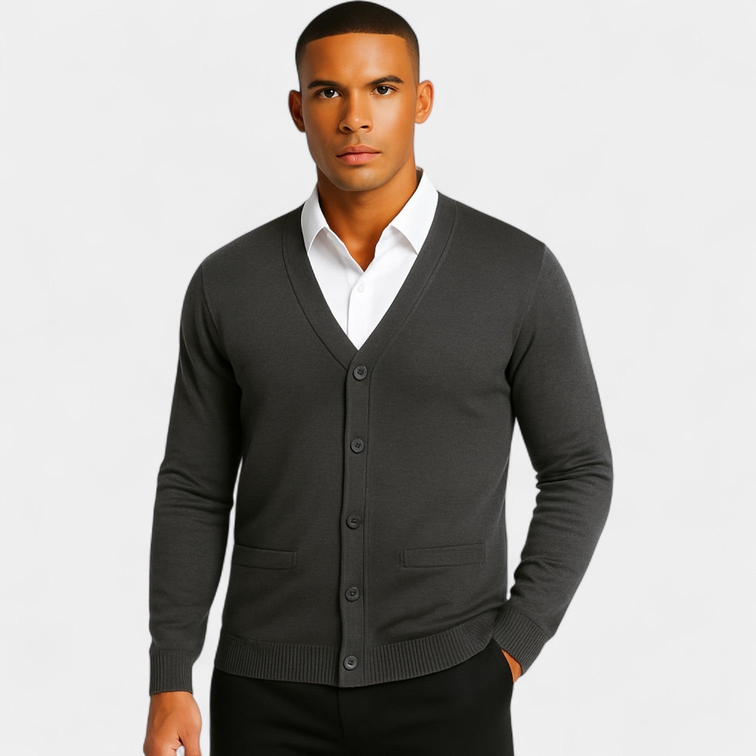 Cardigan Slim Fit en Coton pour Homme – Design Boutonné Minimaliste