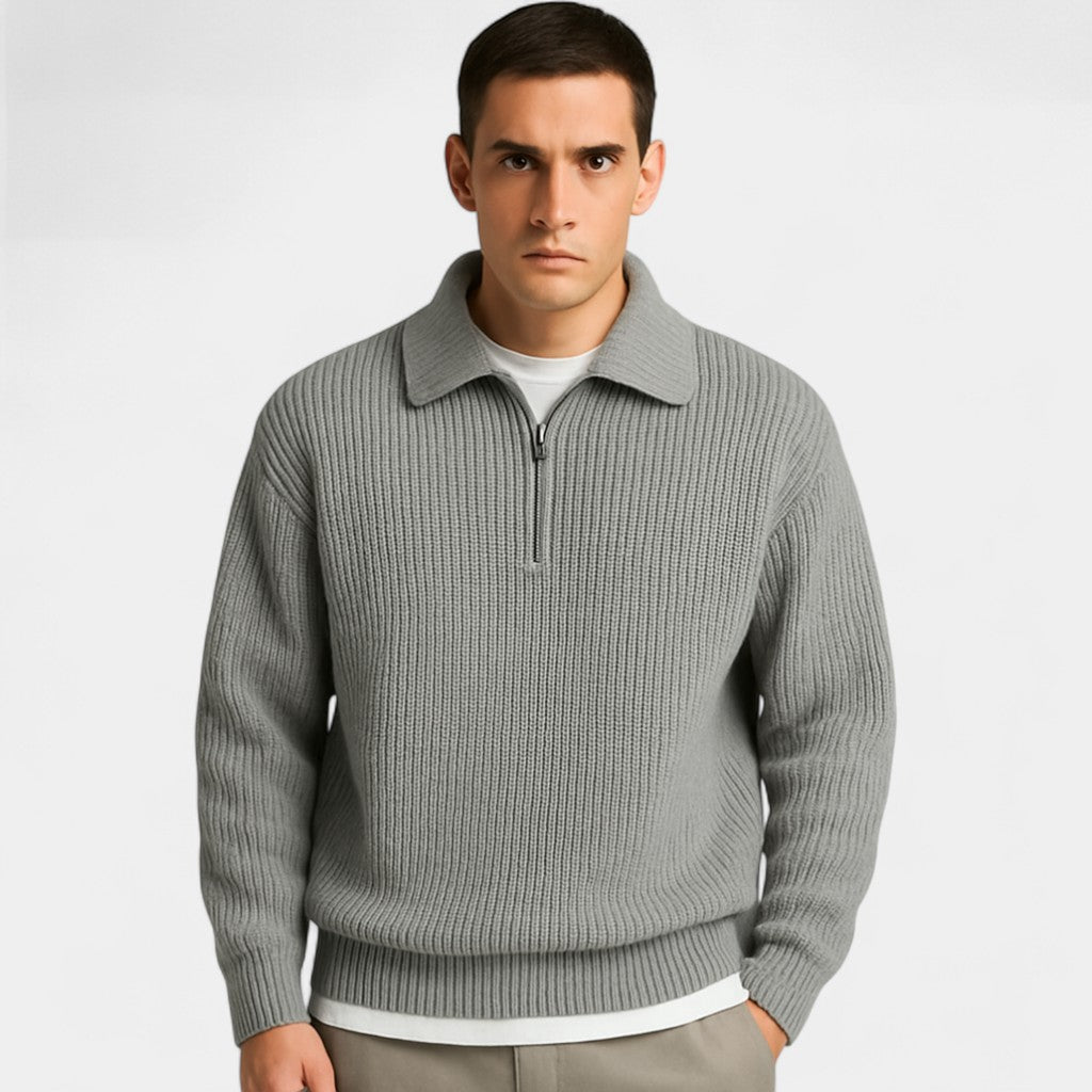 Sweat zippé pour homme en maille - Style ample et moderne