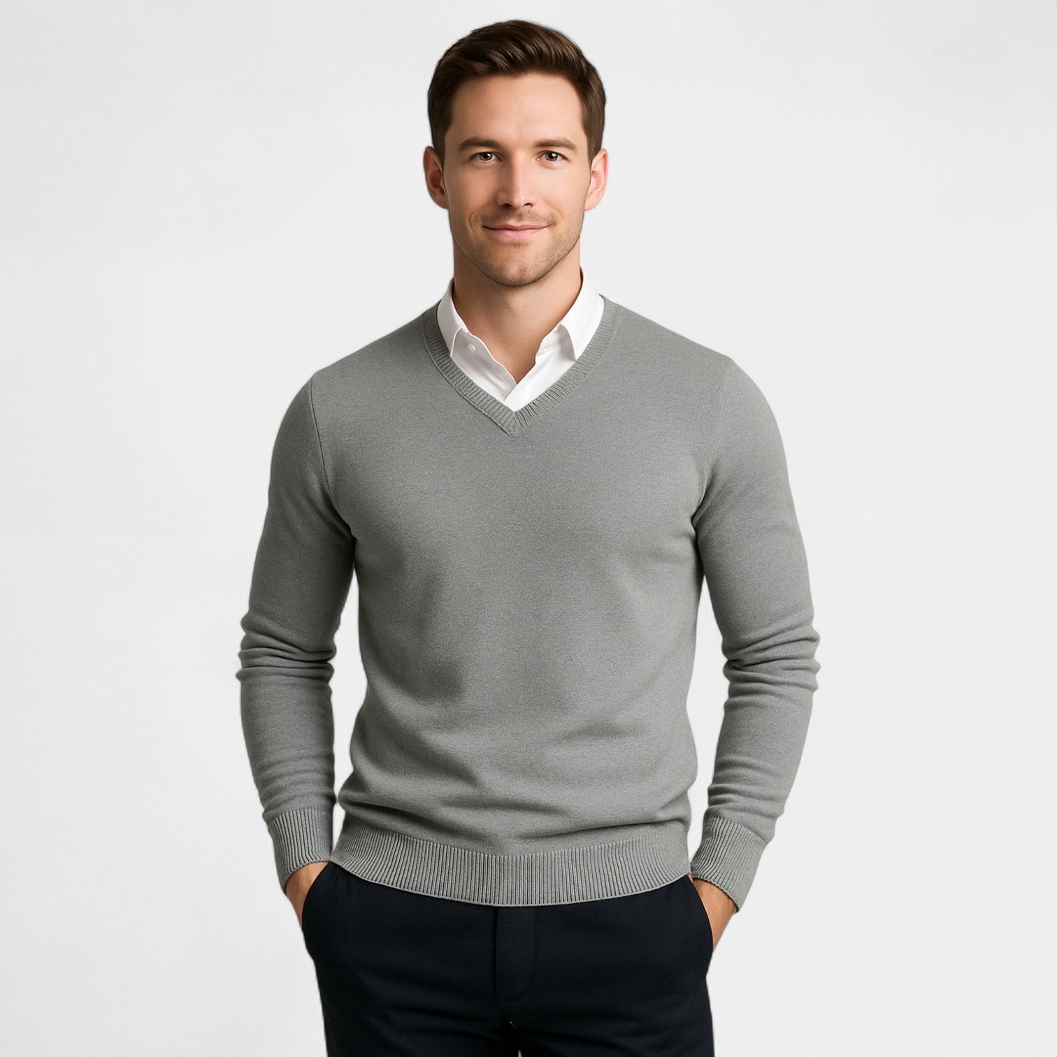Slim Fit V-Neck Sweater for Men – Technical Knit