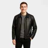 Manteau homme ajusté en cuir PU