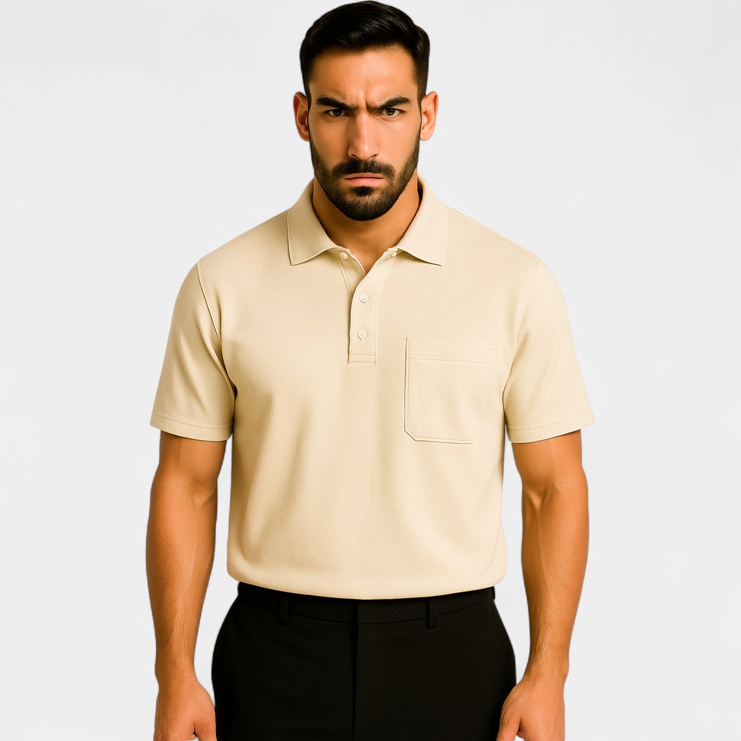 Polo homme coton uni – Design minimaliste avec poche