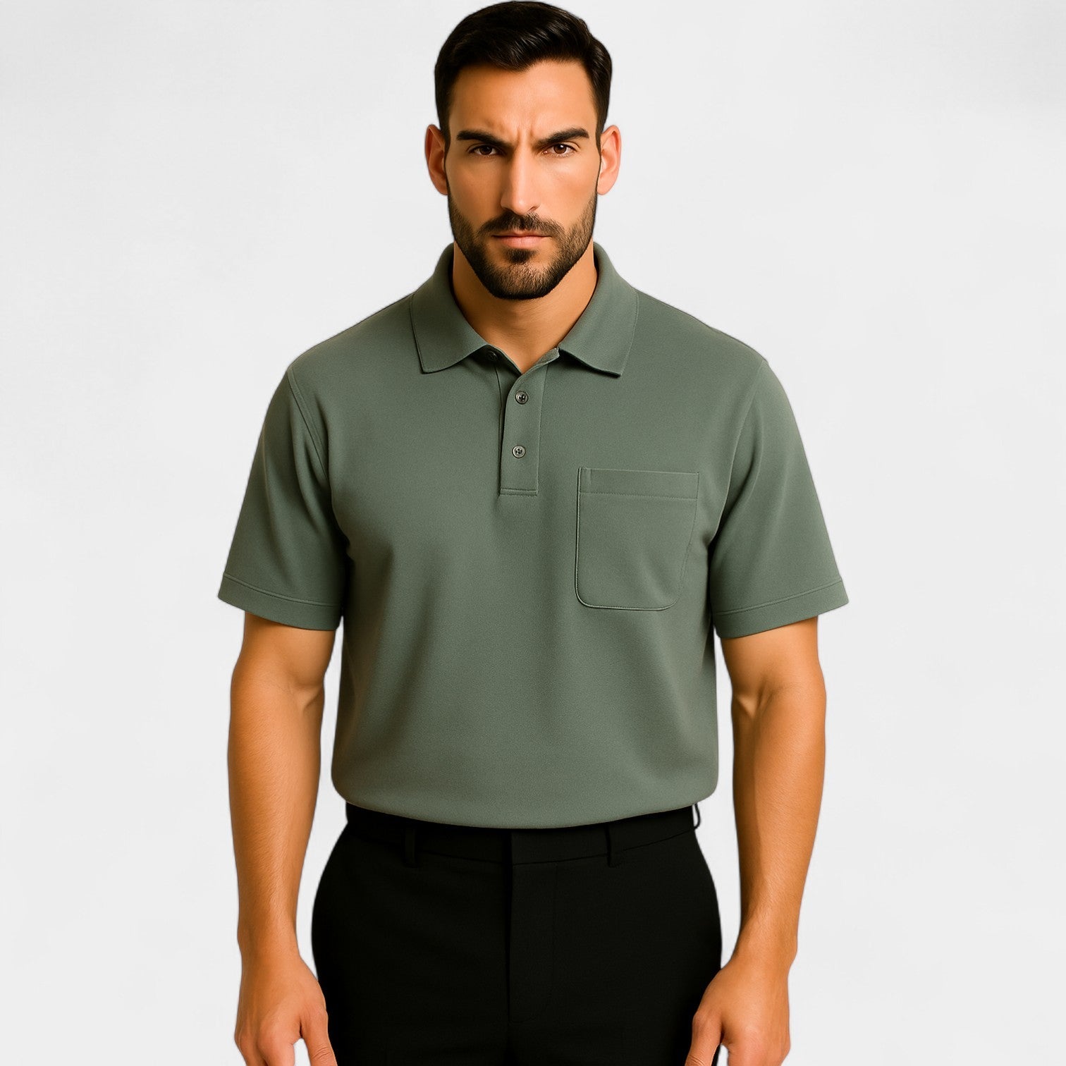 Polo homme coton uni – Design minimaliste avec poche