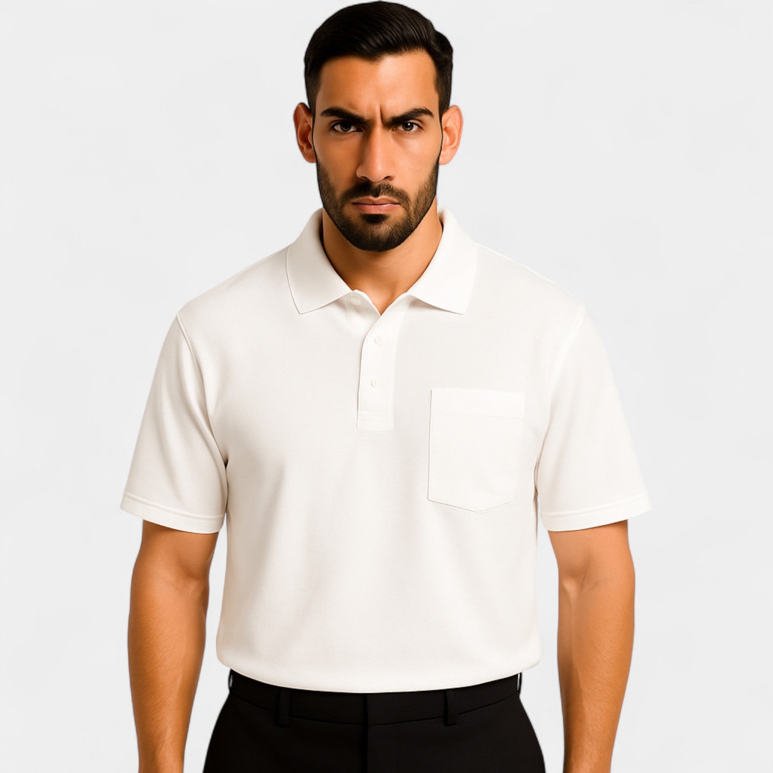 Polo homme coton uni – Design minimaliste avec poche