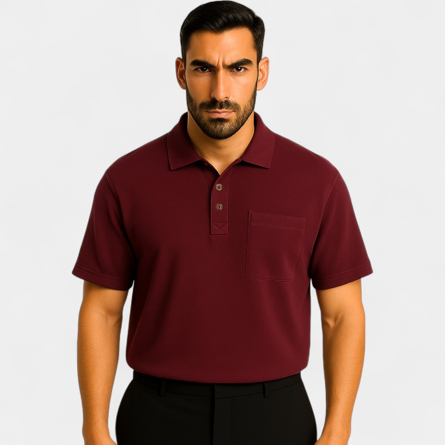 Polo homme coton uni – Design minimaliste avec poche