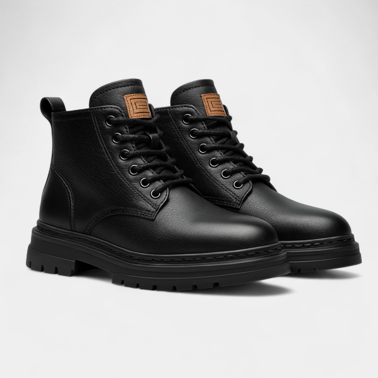 Bottes rétro homme cuir PU – Semelle épaisse mi-haute