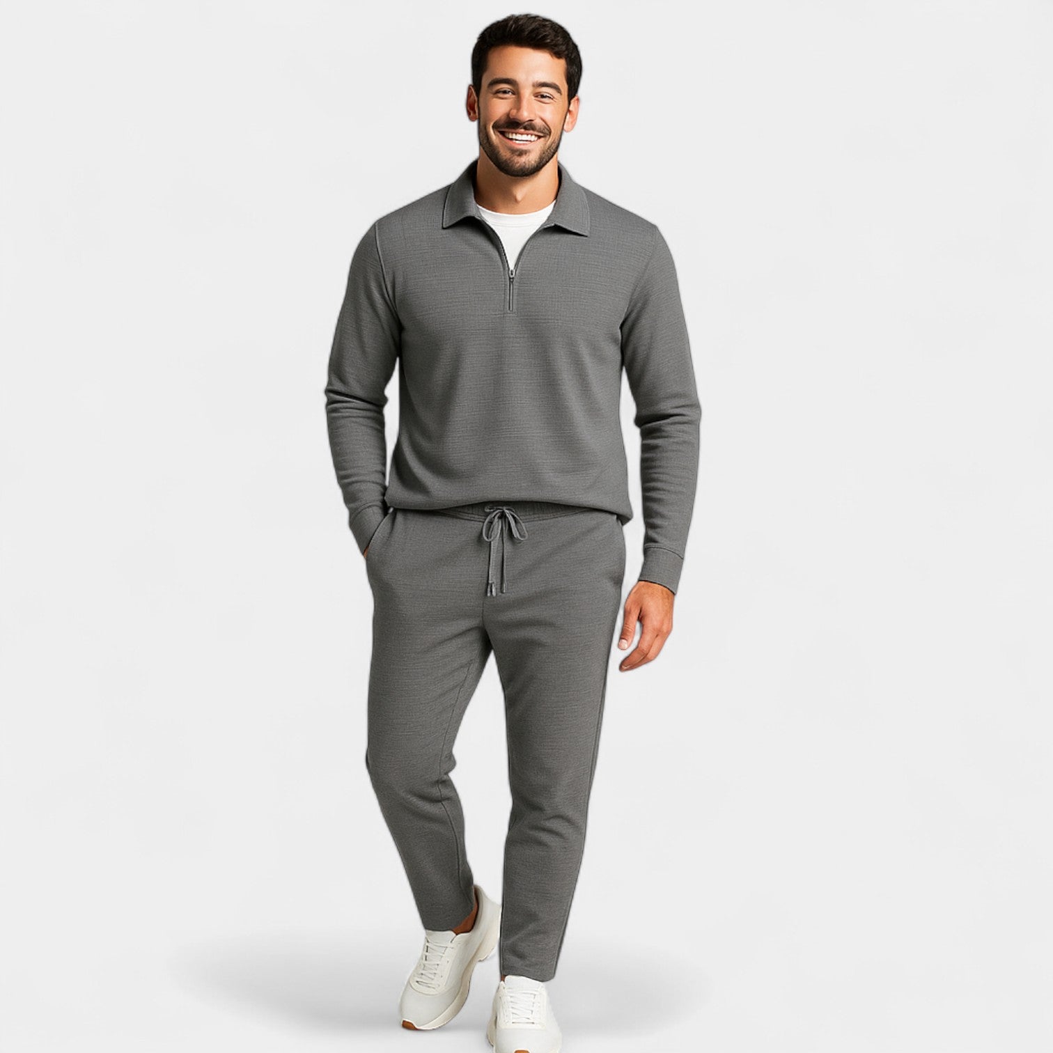 Ensemble homme manches longues coton mélangé – raffiné, ajusté, confort quotidien