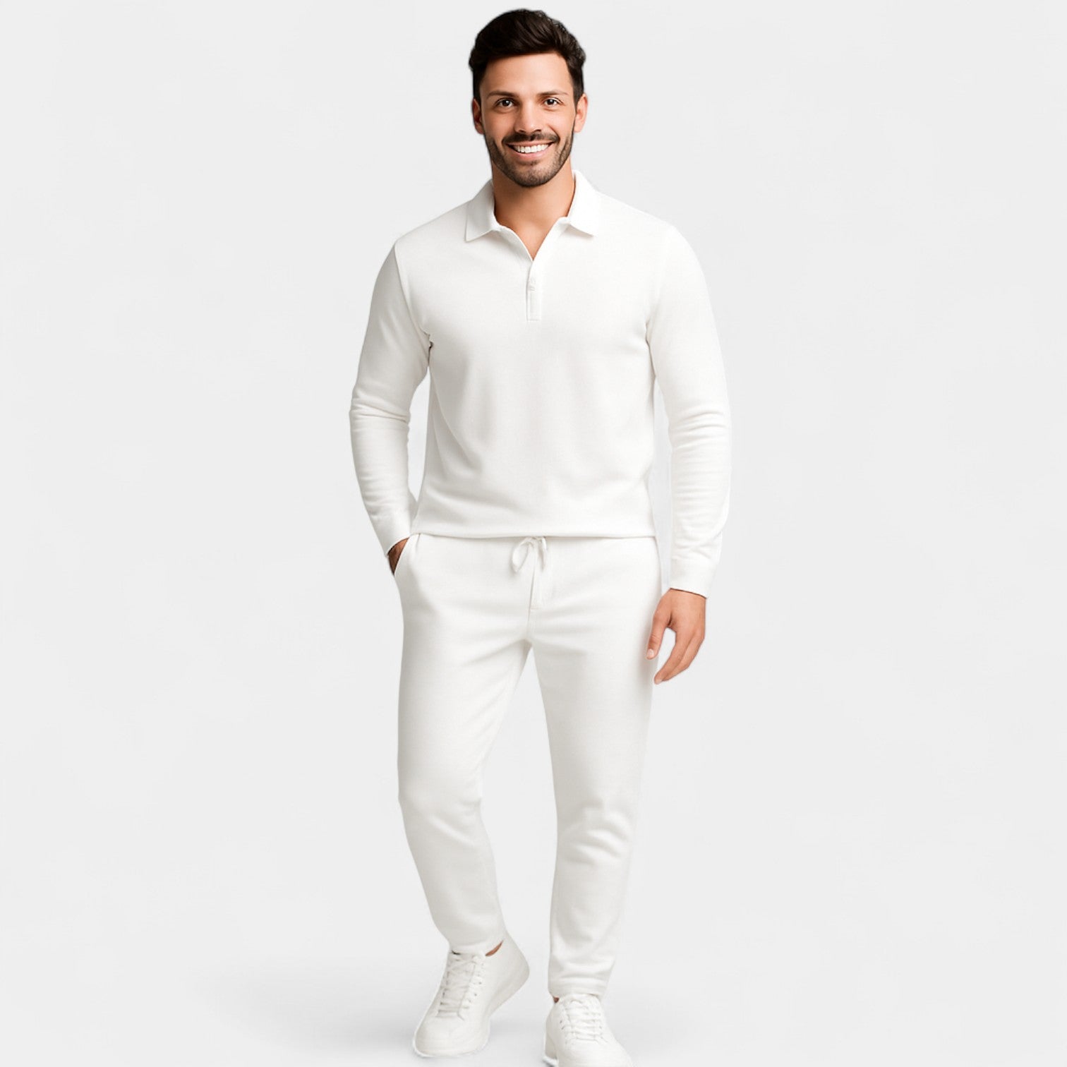 Ensemble homme manches longues coton mélangé – raffiné, ajusté, confort quotidien