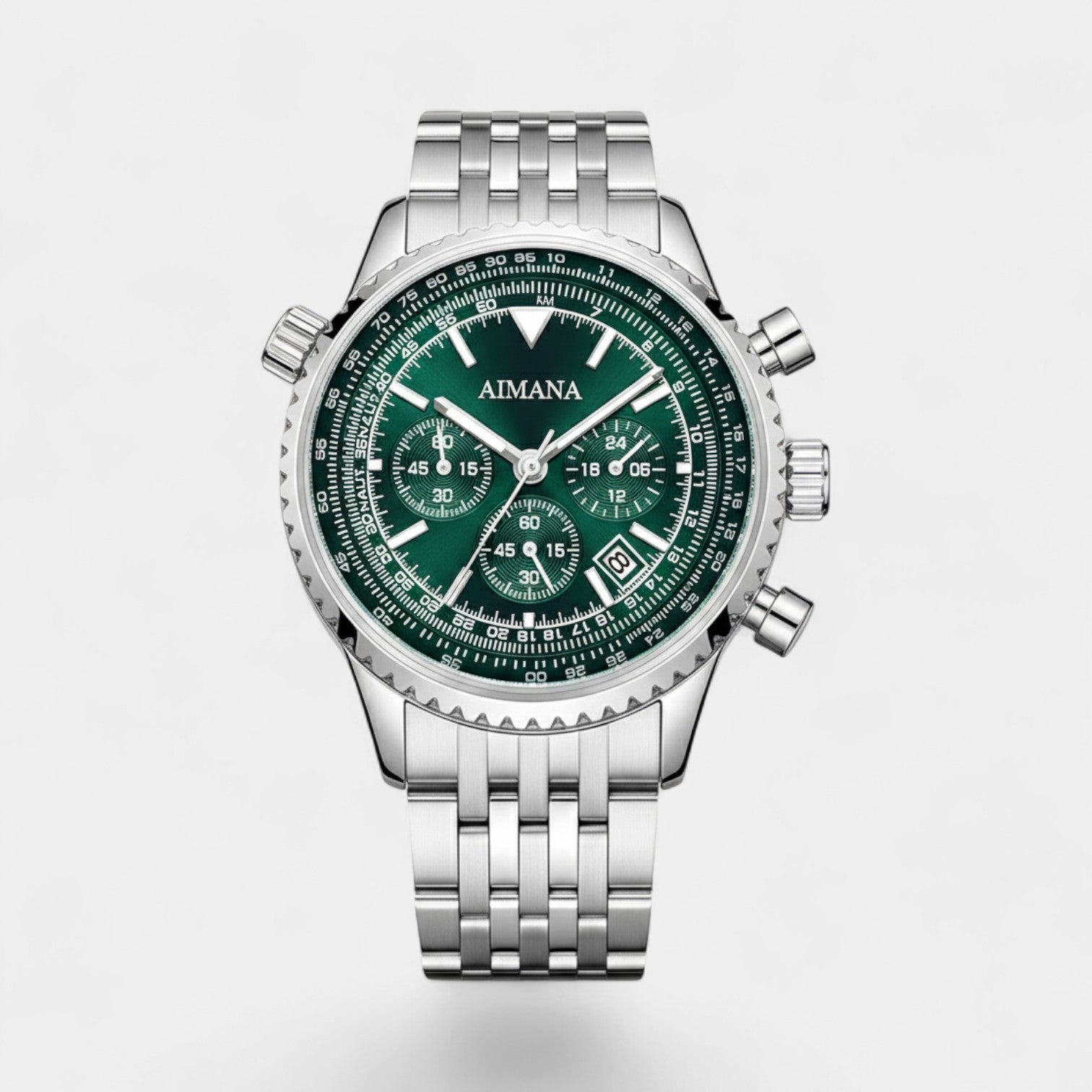 Montre pour Homme Acier Inoxydable – Quartz Chronographe Lumineuse et Étanche 43 mm