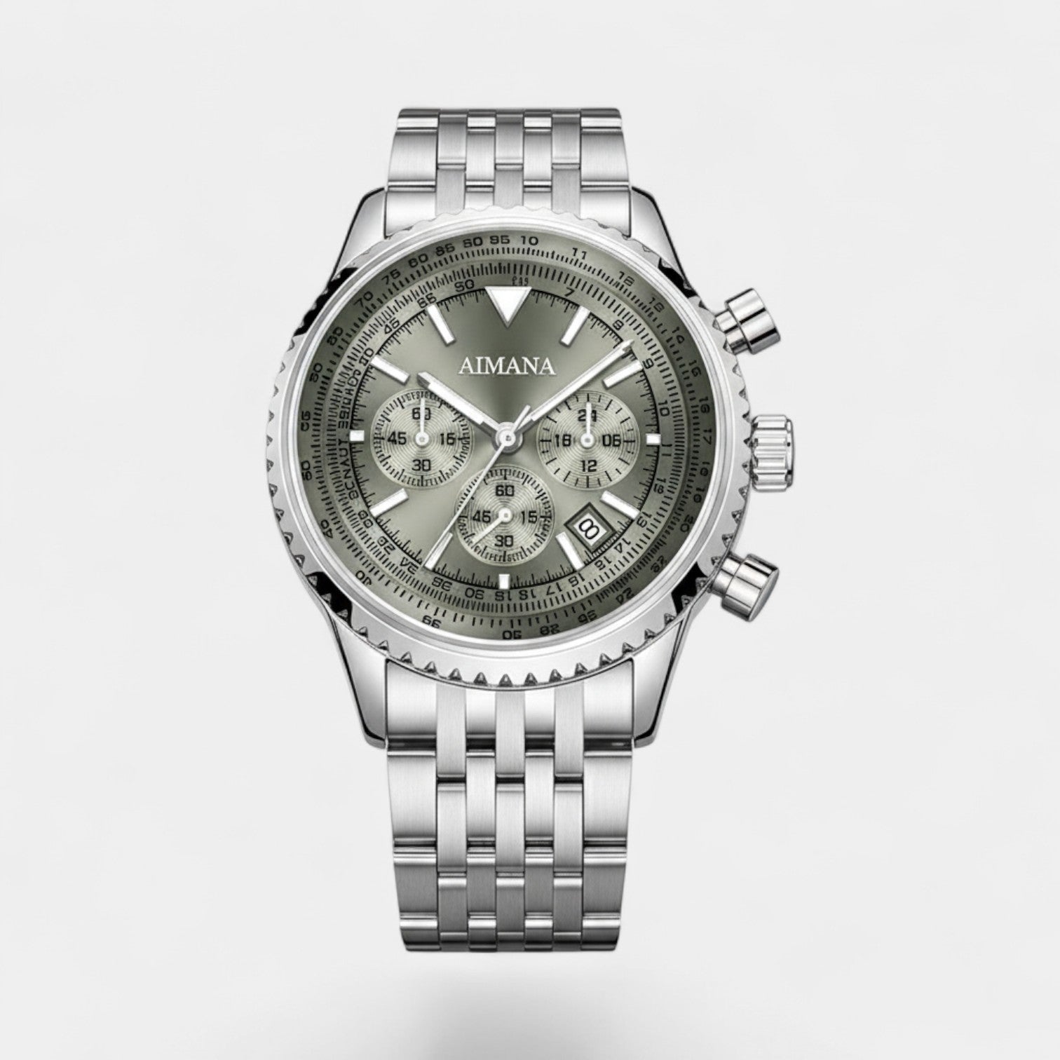 Montre pour Homme Acier Inoxydable – Quartz Chronographe Lumineuse et Étanche 43 mm