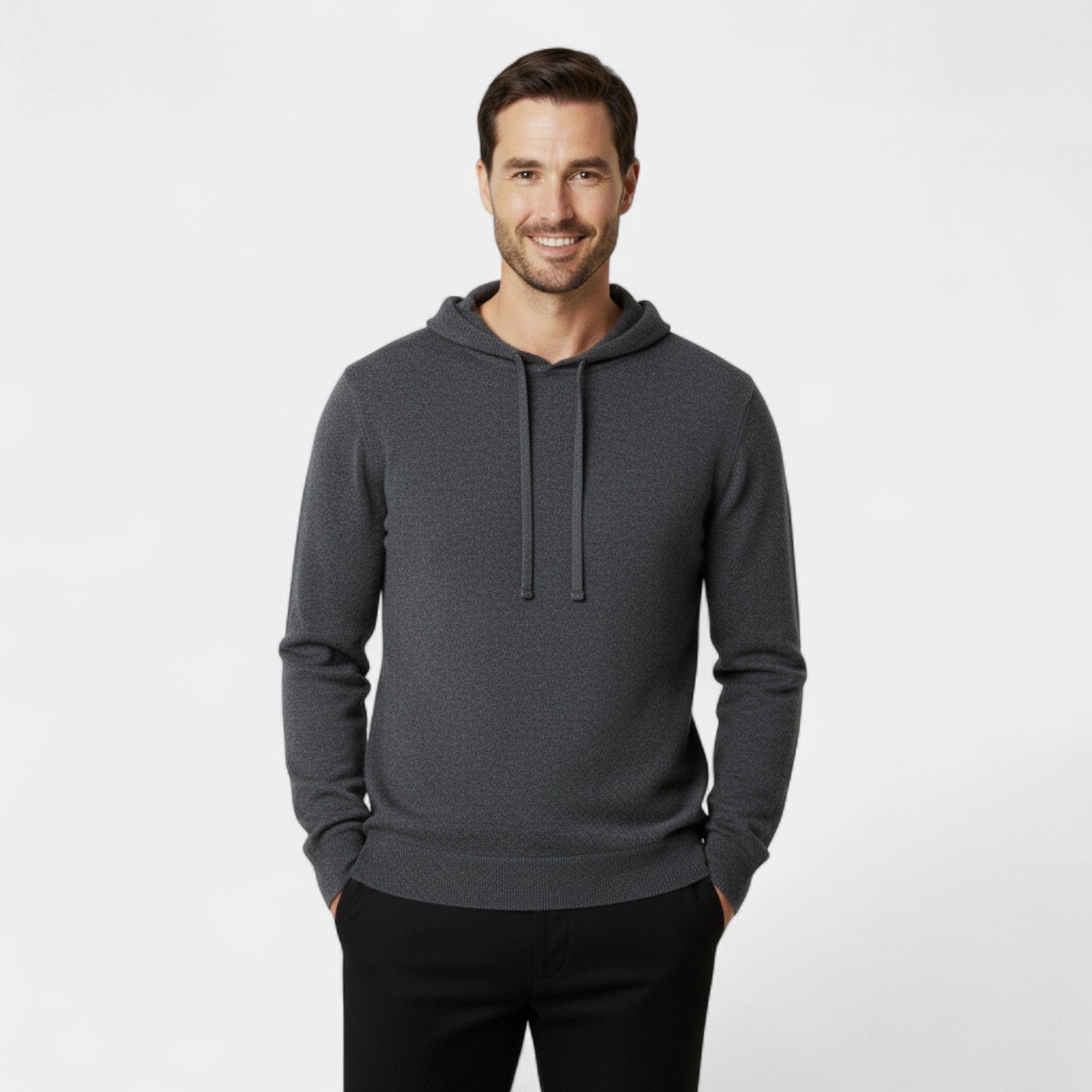 Sweat à capuche homme en 100% laine mérinos – Design ample et minimaliste