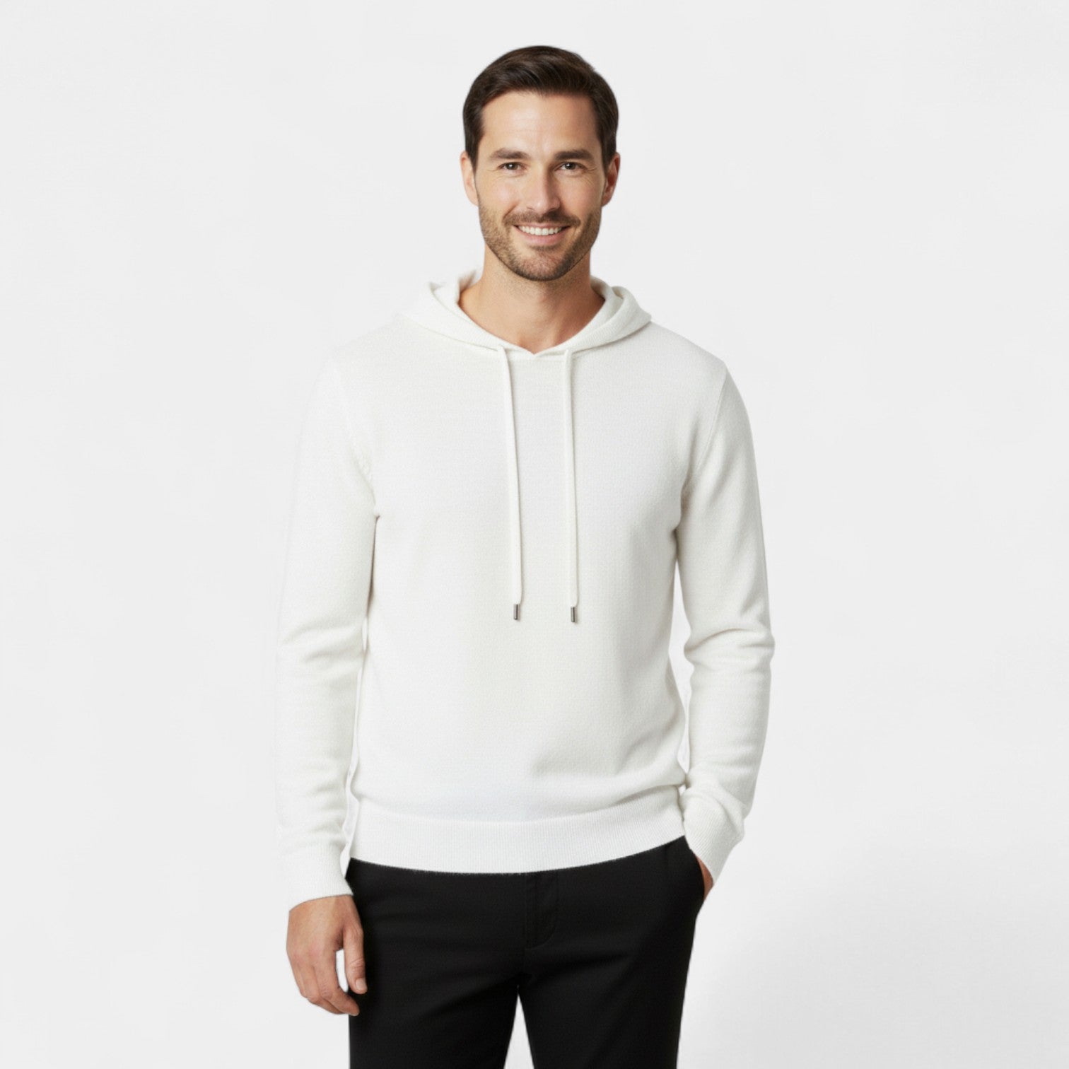 Sweat à capuche homme en 100% laine mérinos – Design ample et minimaliste
