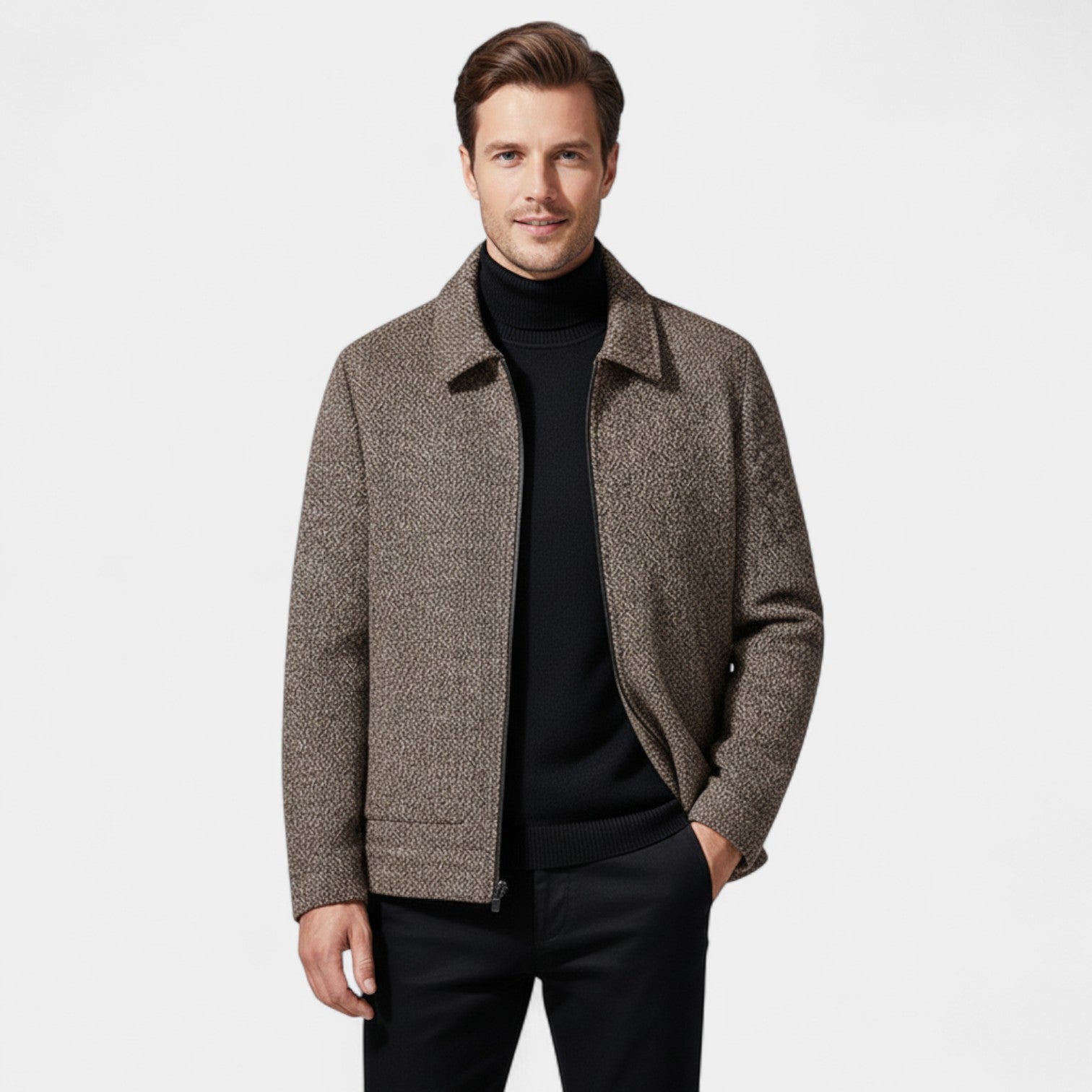 Manteau en Laine Homme Col Montant – Élégance Moderne Tailleur