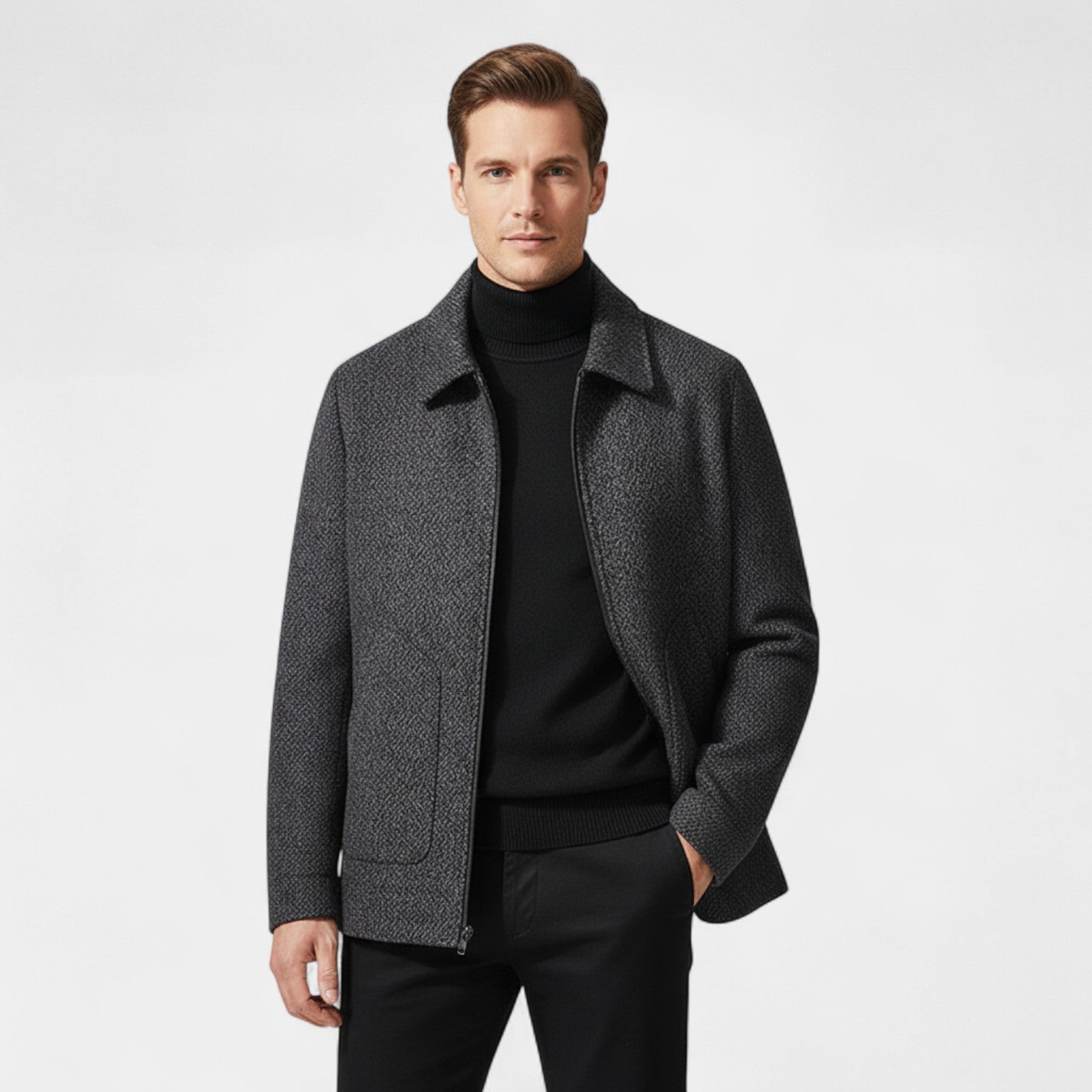 Manteau en Laine Homme Col Montant – Élégance Moderne Tailleur