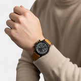 Montre pour Homme Bracelet Cuir – Quartz Chronographe Étanche 40,5 mm