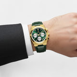 Montre pour Homme en Cuir Vert – Quartz 41 mm Multi-Fonction