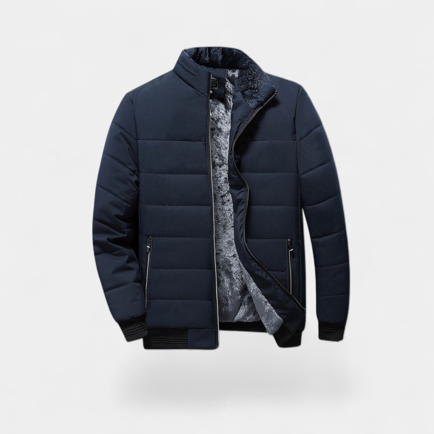 Doudoune homme coton hiver – Col montant doublé fourrure