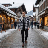 Manteau bûcheron homme doublé polaire – plaid à capuche classique moderne