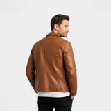 Manteau homme ajusté en cuir PU