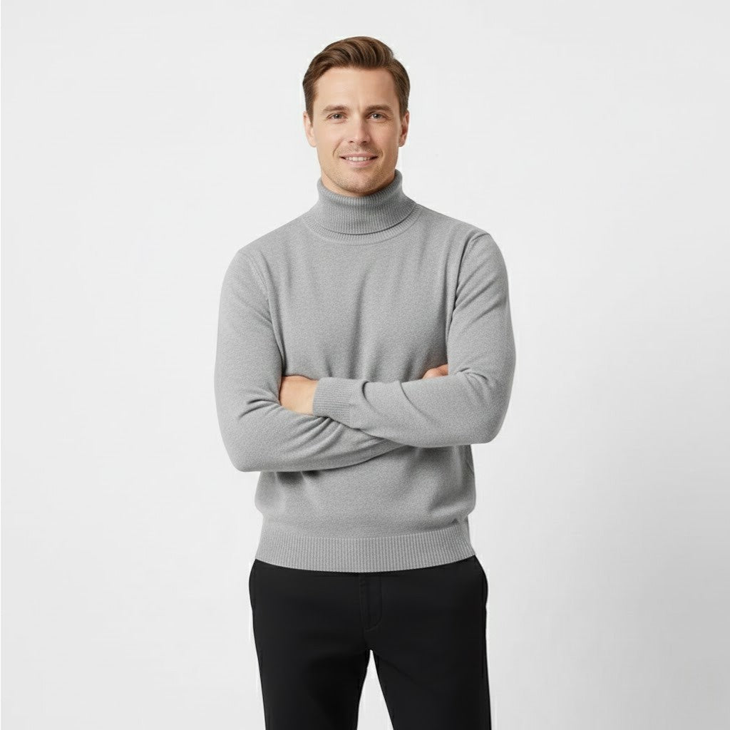 Pull Homme Col Roulé Doublé en Laine – Velours Épais