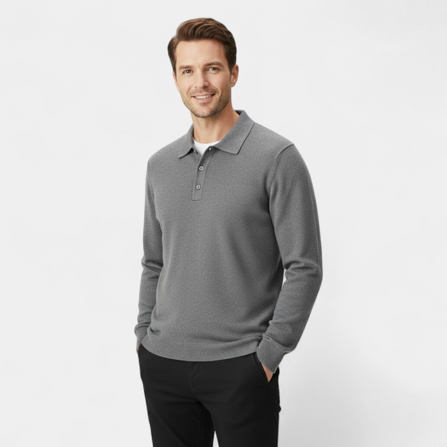 Polo homme cachemire manches longues – élégance décontractée raffinée