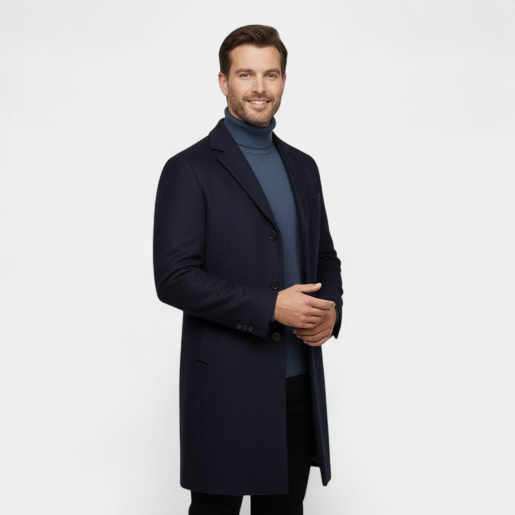 Manteau trench mi-long homme en laine