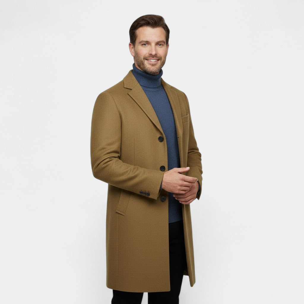 Manteau trench mi-long homme en laine