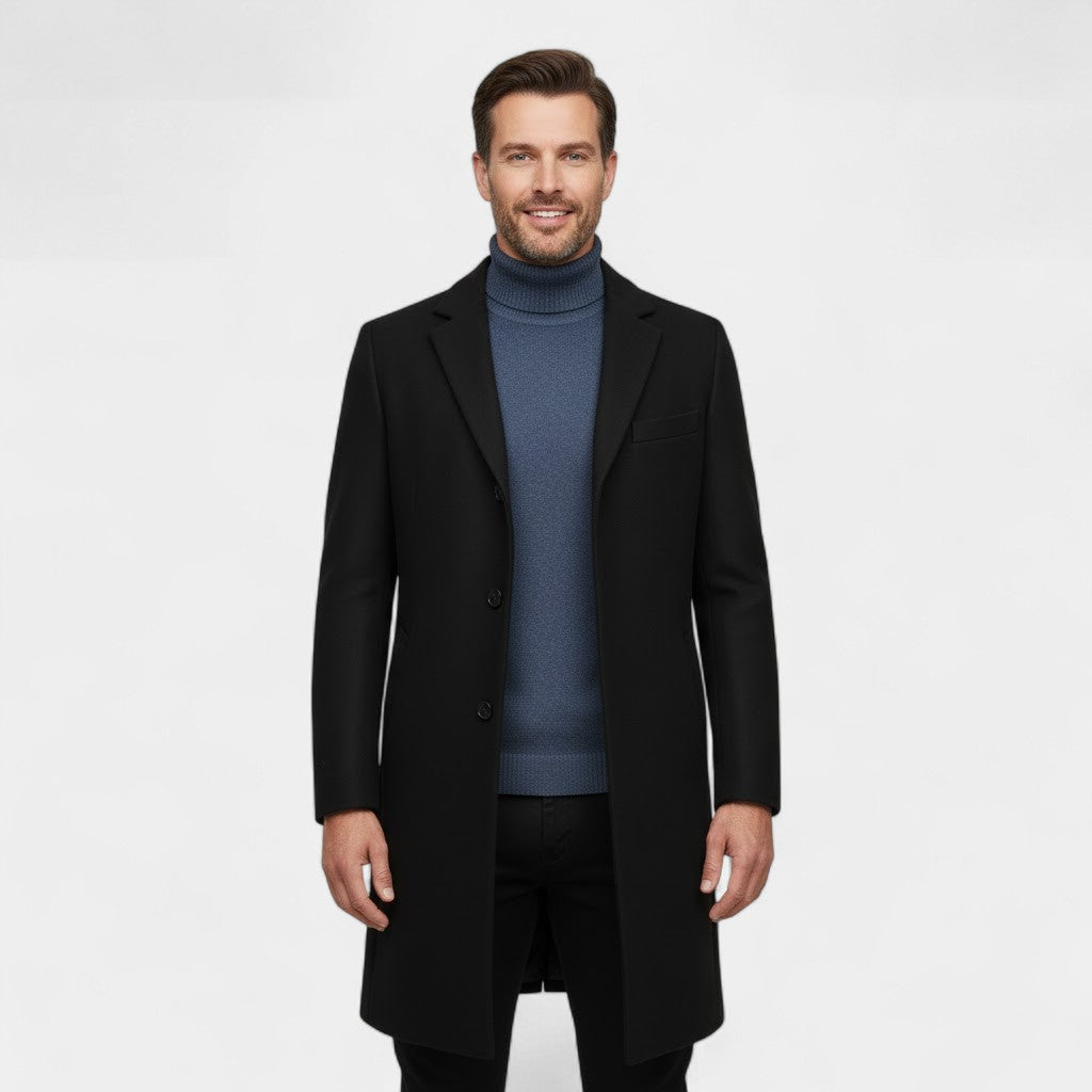 Manteau trench mi-long homme en laine