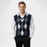 Gilet à Carreaux pour Homme – Sans Manches, Col V