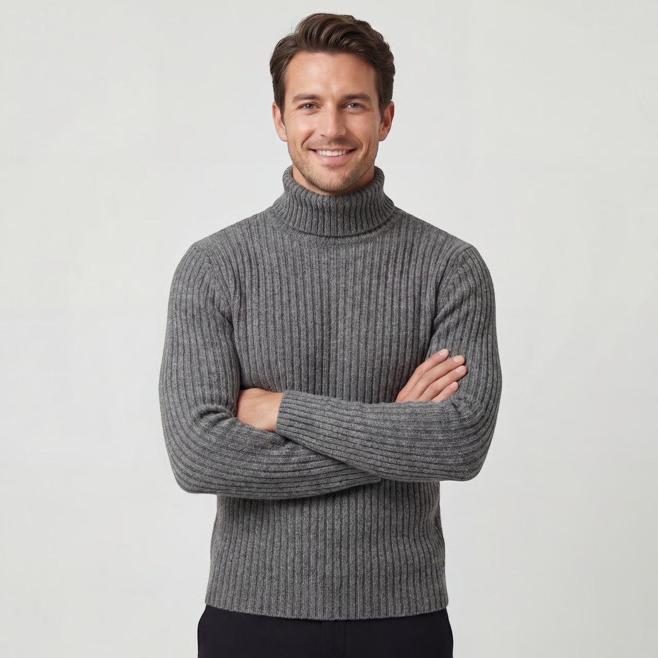 Pull Col Roulé pour Homme en Laine Technique Mélangée – Coupe Slim Élégante