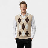 Gilet à Carreaux pour Homme – Sans Manches, Col V