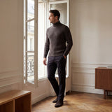 Pull Col Roulé pour Homme en Laine Technique Mélangée – Coupe Slim Élégante