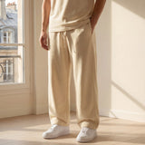 Pantalon homme en coton à jambe droite avec cordon