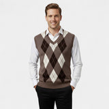 Gilet à Carreaux pour Homme – Sans Manches, Col V