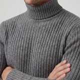 Pull Col Roulé pour Homme en Laine Technique Mélangée – Coupe Slim Élégante